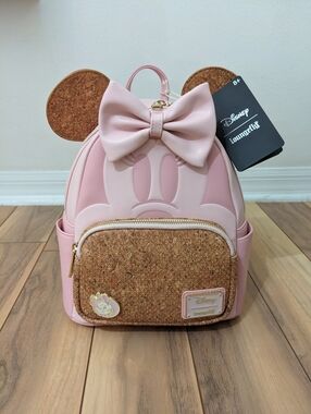 NWT! Loungefly Disney 's Minnie Mouse Corkboard Pin Display Ears Mini Backpack